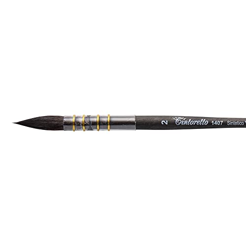 Tintoretto Linea Feltracco Pennello Sintetico Vajo Kazan Per Acquarello Punta N.2 Ad Alta Tenuta