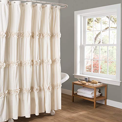 Lush Decor Avorio Darla-Tenda Da Doccia Con Motivo Floreale, 72X72 Cm, Colore, Poliestere Cotone, 183 X 183Cms