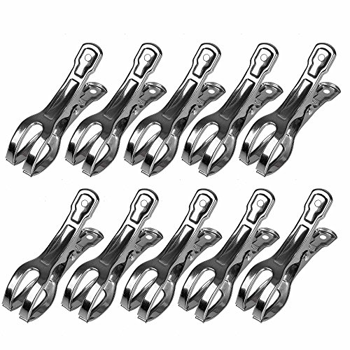 Qh-Shop Mollette Grandi,Clip Di Vestiti Antivento Di Acciaio Inox Per Telo Mare Trapunta Tappeto 10Pack 11Cm