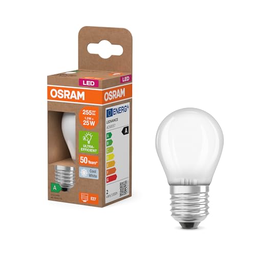 Osram Dalla Classica Forma Mini-Sferica, Con Filamento Led Decorativo Dal Design Satinato, Classe Di Efficienza Energetica A, E27, 1,2 W, 255 Lm, 4000