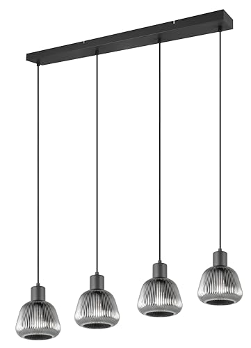 Trio Leuchten Pendelleuchte Tarifa 362800432, Metall Schwarz Matt, Glas Chrom Bedampft, Exkl. 4X E27