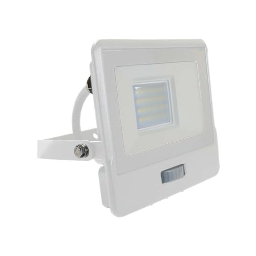 V-Tac Faro Led Da Esterno Con Chip Samsung 20W Con Sensore Pir Di Colore Bianco Impermeabile Con Cavo Da 1 Metro, Luce Bianco Caldo