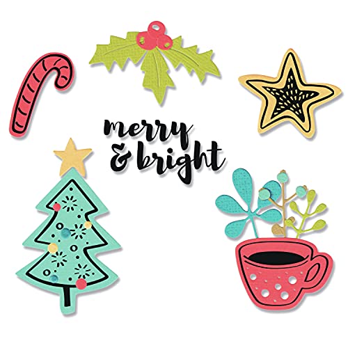 Sizzix Set Di Fustelle Framelits 11Pk Con Timbri Merry Motifs Di Olivia Rose, 665330, Multicolor, One Size