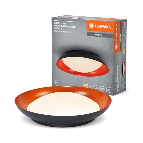 Ledvance Led Orbis Plate, Nero-Arancione, 35W, 1700Lm, 3000K, 430Mm, 830 Bianco Caldo Amichevole, Dimmerabile In 3 Livelli Tramite Calcio, Protezione