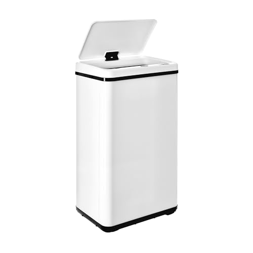 Pattumiera Intelligente Senza Gambe Con Apertura Automatica O Contatto Manuale, 50 L, Altezza: 67,5 (X35,5 X 26), Bianco.