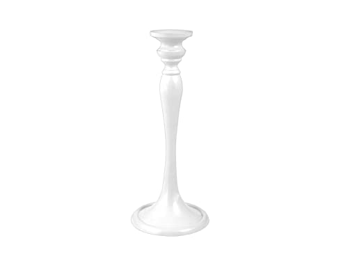 H&H Porta Candela In Metallo, 10 - H27 Cm, Bianco