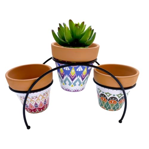 Romimex Supporto Per Vaso Multicolore In Metallo Ceramica 31 X 18 X 12 Cm