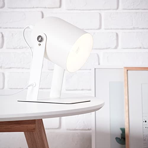 Brilliant Soft Interieur 98960Z05 - Lampada Da Tavolo Decorativa Con Interruttore Intermedio E Testa Girevole In Metallo, 29 X 19 Cm, Colore: Bianco