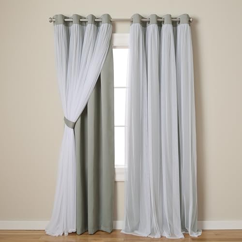 Exklusive-Home Curtains Catarina - Tende Oscuranti A Strati Con Superficie In Tulle, 52 X 84 Cm, Colore: Grigio Scuro