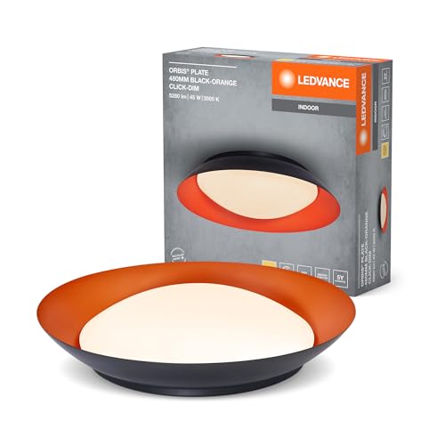 Ledvance Led Orbis Plate, Nero-Arancione, 45W, 2200Lm, 3000K, 480Mm, 830 Bianco Caldo Amichevole, Dimmerabile In 3 Livelli Tramite Calcio, Protezione