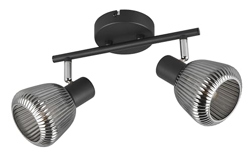 Trio Leuchten Spotbalken Tarifa 862800232, Metall Schwarz Matt, Glas Chrom Bedampft, Exkl. 2X E14