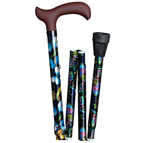 Bastone Per Anziani, Da Passeggio, Advance, Stampelle, Di Alluminio, Estesibile, Pieghevole, Colore Blister, Colore Farfalle