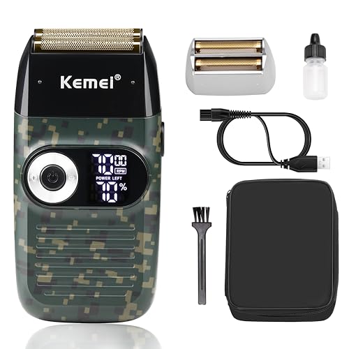Kemei Rasoio Elettrico A Lamina Per Uomo Con Rifinitura Della Calvizie Rasoi Elettrici Senza Filo Con Display A Led，Regali Per La Festa Del Papà