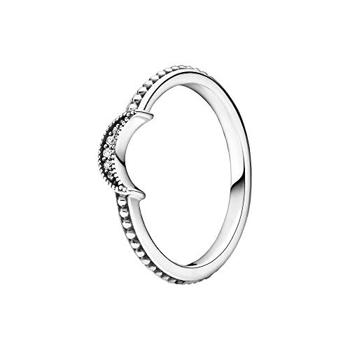 Pandora Passions Anello Con Luna Crescente Brillante, In Argento Sterling Con Zirconia Cubica Trasparente, 48