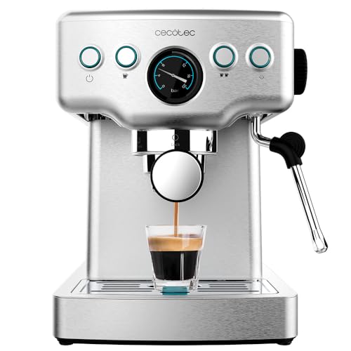 Cecotec Caffettiera Express Barista Power Espresso 20 Barista Mini. 1465 W, 20 Bar, Manometro E Thermoblock, Vaporizzatore Orientabile E Braccio Con D