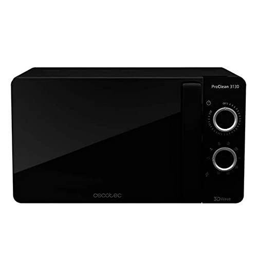 Cecotec Microondas Con Grill Negro Proclean 3130. 700 W En 6 Niveles, Capacidad De 20 L, Revestimiento Ready2Clean, Tecnología 3Dwave, Diseño Puerta F
