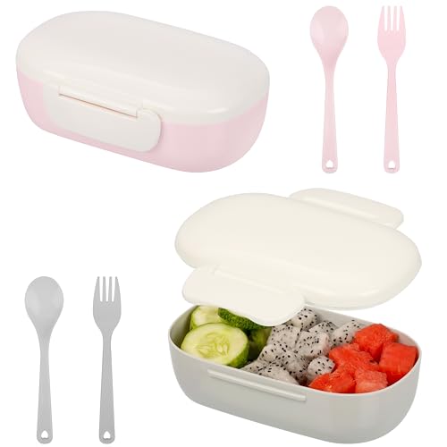 Belle Vous Bento Lunch Boxes - 2X Portamerenda Con Utensili In Plastica - Porta Merenda Scuola Media - Per Adulto E Ragazzo O Ragazza - Contenitori Pe
