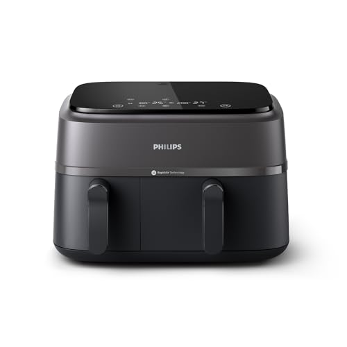 Philips Airfryer Serie 3000 Con Doppio Cestello, 9L, Friggitrice Ad Aria Con 2 Cestelli, Tecnologia Rapid Air, 90% Di Grassi In Meno E Risparmio Energ