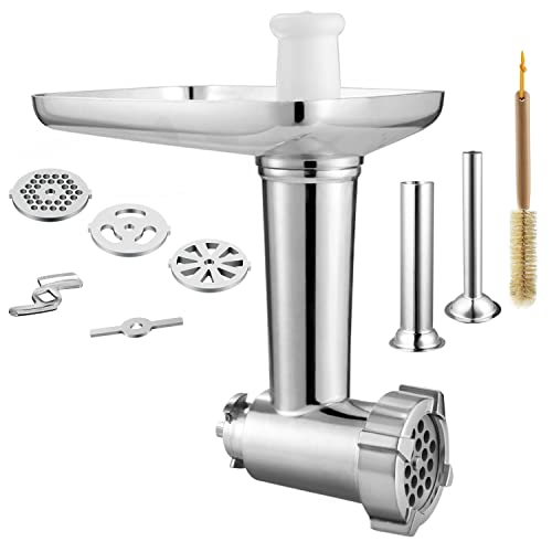 Gdrtwwh Accessorio Tritacarne Adatto Per Kenwood Chef(Kvc, Kvl, Kcc) E Kmix (Kmx), Con 2 Tubi Di Riempimento E 4 Piatti Da Macinatura