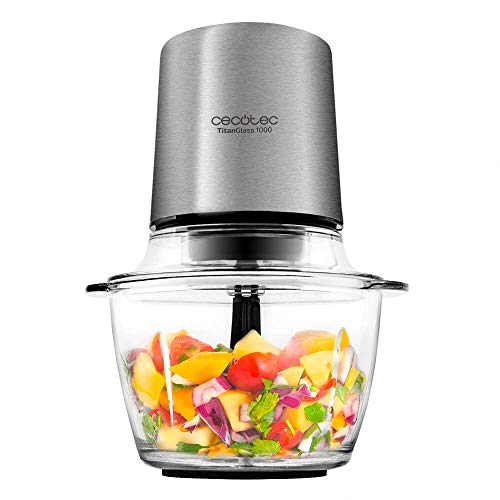 Cecotec Tritatutto Chopbeat 2000 Vindaloo Glass, 500W Di Potenza, Tritura, Taglia E Affetta, Lama Con 4 Lame In Acciaio Inossidabile, 2 Velocità, Ciot