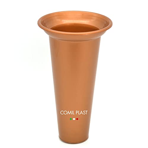 Comil Plast | Portafiori Interno In Plastica Per Vaso Da Cimitero Colore Rame | Diametro 8 Cm, Altezza 15 Cm.