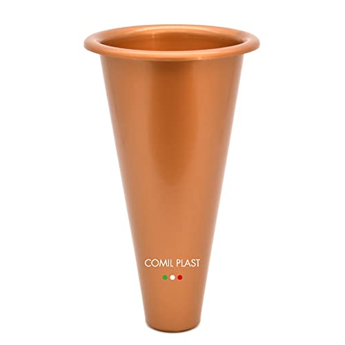 Comil Plast | Portafiori Interno In Plastica Per Vaso Da Cimitero Colore Rame | Diametro 9 Cm, Altezza 16 Cm.