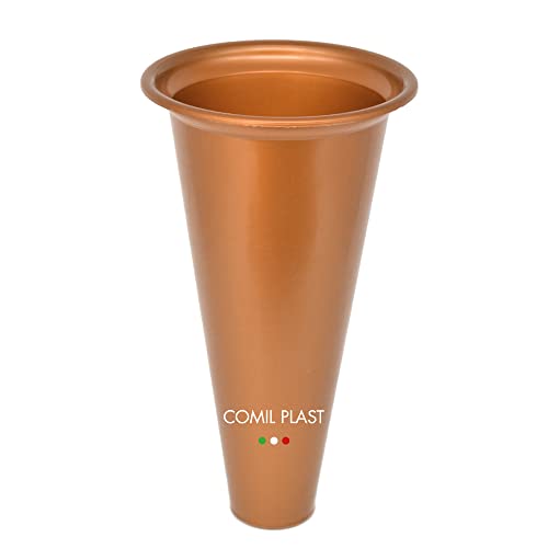 Comil Plast | Portafiori Interno In Plastica Per Vaso Da Cimitero Colore Rame | Diametro 12 Cm, Altezza 22 Cm.