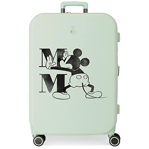 Valigia Media Disney Mickey Happiness Verde 48X70X28 Cm Abs Rigido Chiusura Tsa Integrata 79L 4,32 Kg 4 Doppie Ruote