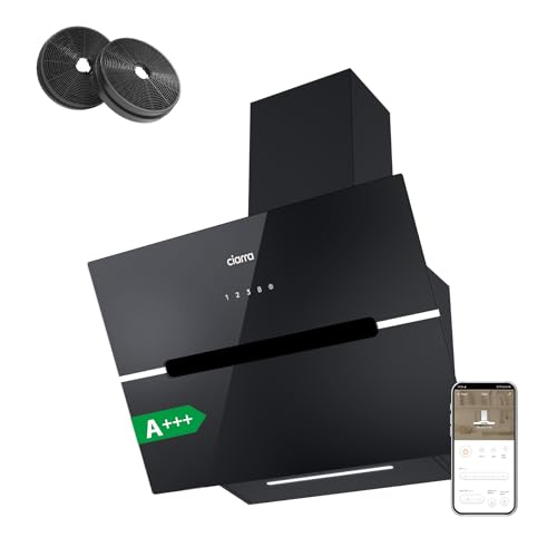Ciarra Cbcb6736F Classe A+++ Cappa Aspirante Inclinata 60 Cm Cappa Da Cucina 650M³/H Con Filtro Carbone Cbcf003 Riciclaggio Evacuazione Touch Control