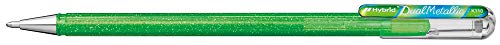Pentel K110-Dmkx Hybrid Dual - Penna Roller In Gel Metallizzato, Con Brillantini, Colore Inchiostro: Verde Chiaro, Blu Metallizzato E Rosso, Spessore