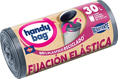 Handy Bag Buste Da Basura 30 L, Extra Resistenti, Elastiche, 15 Buste