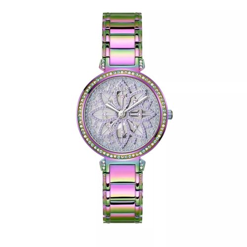 Guess Us Orologio Analogico Da Donna Iridescente Floreale Tagliato Attraverso, Iridescente., Orologio Analogico
