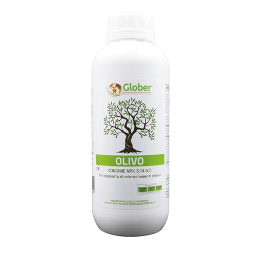Glober Concime Olivo 1 Litro - Made In Italy - Azoto Fosforo E Potassio Fertilizzante Per Olivo Migliora La Crescita - Fertilizzante Interno Ed Estern