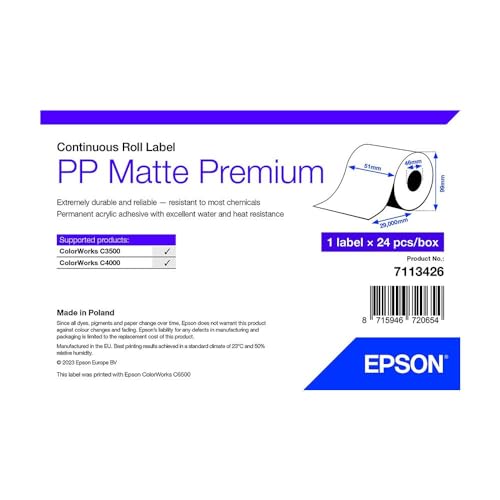 Speciali/Altre Marche Epson Modello Epson 7113426 Etichetta Per Stampante Bianco Etichetta Per Stampante Autoadesiva