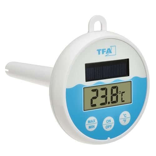 Tfa Dostmann Termometro Digitale Da Piscina Con Energia Solare, 30.1068, Galleggiante In Acqua, Adatto Per Piscina/Stagno/Vasca Idromassaggio, Facile