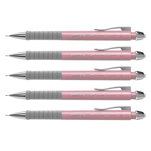 Faber-Castell 205207 - Matita Meccanica Apollo Rose Shadows, 5 Pezzi, Durezza B, Mina 0,5 Mm, Gomma Inclusa