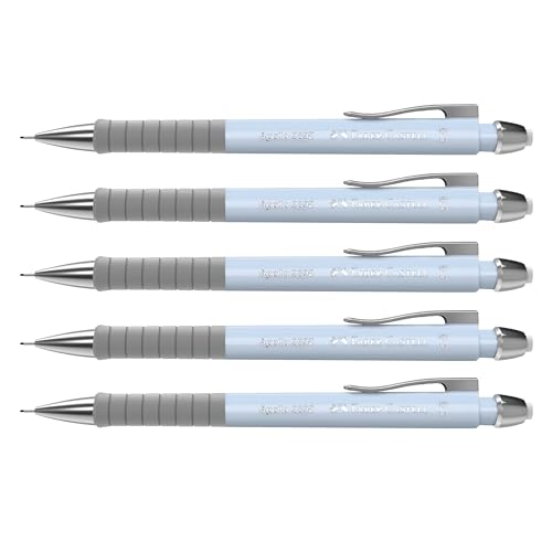 Faber-Castell 205208 - Matita Meccanica Apollo Blu Cielo, 5 Pezzi, Durezza B, Mina 0,5 Mm, Gomma Inclusa