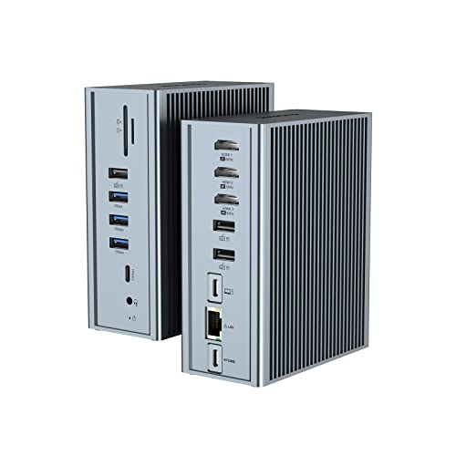 Qhou Docking Station Usb-C 16 In 1 Docking Station Usb C, Tripla Hdmi, 100 W Pd, Ethernet, Audio Da 3,5 Mm, 2 Usb A E Usb C, Sd/Tf Per Computer Portat