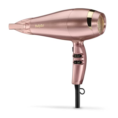 Babyliss 5336Pe Asciugacapelli Rose Gold 2100W, Funzione Ionica Anti-Crespo, Leggero, Asciugatura Rapida, Concentratore, 3 Temperature/2 Velocità, Tas