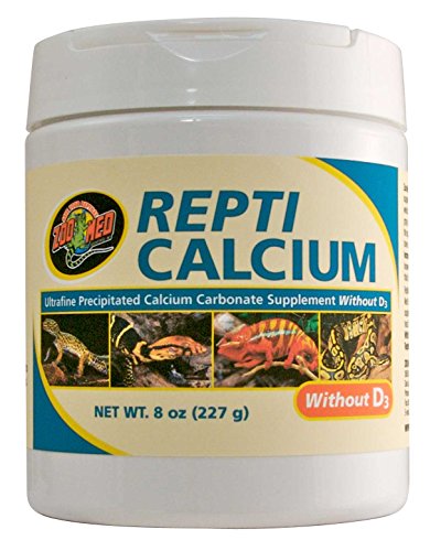 Zoo Med Repti Calcium - Integratore Per Rettili E Anfibi, Carbonato Di Calcio Puro Per Rettili Senza Vitamina D3-8 Oz /227 G