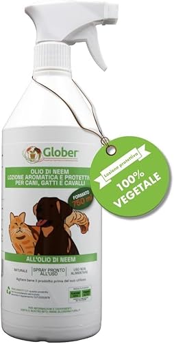 Glober Olio Di Neem Per Cani E Gatti - Spray 750Ml - Made In Italy 100% Vegetale - Antiparassitario Naturale Per Animali Domestici - Insetticida E Rep