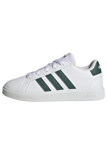 Adidas Grand Court Lifestyle Tennis Lace-Up Shoes, Sneaker Unisex - Bambini E Ragazzi, Cloud White/Core Black/Core Black, 36 Eu