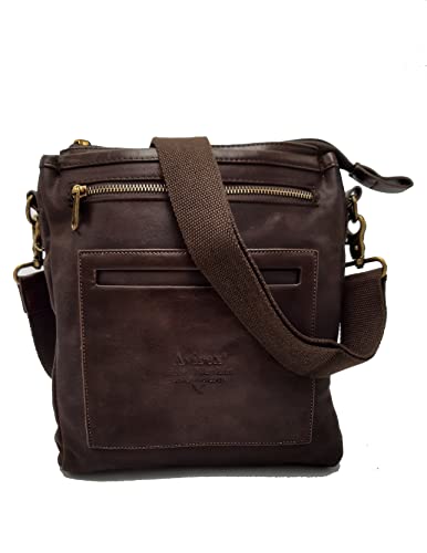 Avirex Borsello Uomo A Tracolla In Eco Pelle, Borsa A Tracolla Uomo Impermeabile Con Tasche A Zip In Stile Moderno, Collezione Lexington Lxg05, Marron