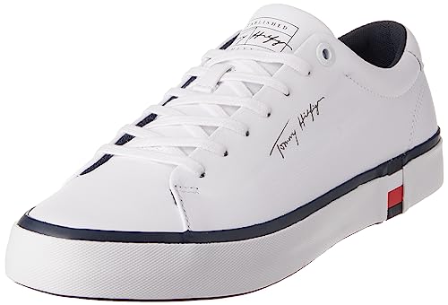 Tommy Hilfiger Modern Vulc Corporate Leather Fm0Fm04922, Uomo, Bianco (White), 45 Eu