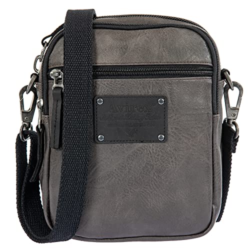 Avirex Collezione Buffalo, Tracolla Piccola, Cross-Body Bag Small, Borsa Uomo, Colore Grigio