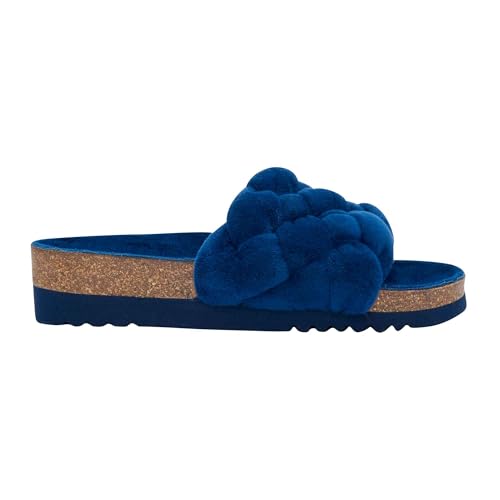 Scholl, Pantofola Donna Rory Soft In Microfibra Con Plantare Bioprint, Blu (37 Eu)