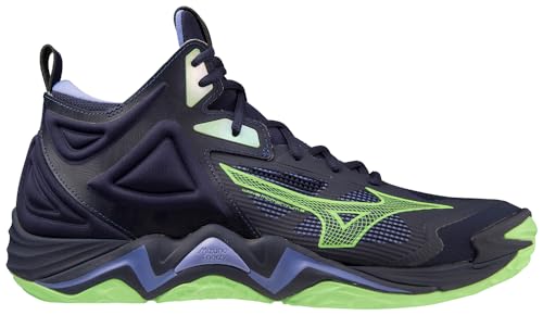 Mizuno Scarpe Pallavolo Uomo, Wave Momentum 3 Mid, Evening Blue/Techno Green/Iolite (Numeric_41)