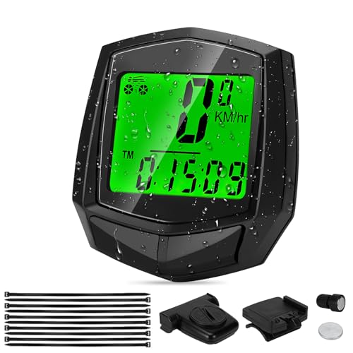 Kasanni Contachilometri Bici Senza Fili 24 Funzioni Computer Bici Ip54 Impermeabile Contachilometri Bici Con Retroilluminazione, Standby Automatico E