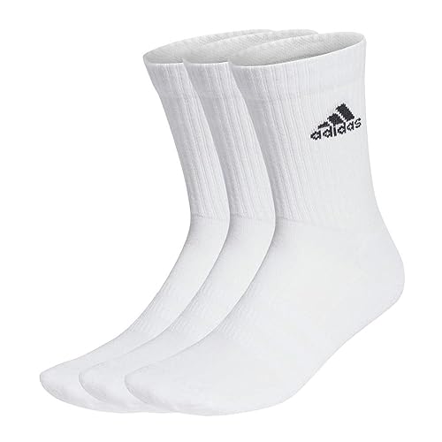 Adidas Cushioned Crew Socks 3 Pairs, Calze Medie Unisex - Adulto, White/Black, L (Pacco Da 3)