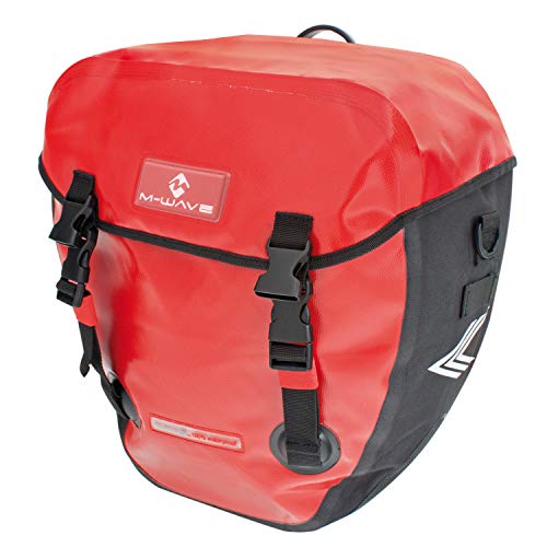 M-Wave Waterproof Carrierbags Alberta With Cover, Black/Red, W/R&K Rail Twist, Volume Approx. 2X20 Liter